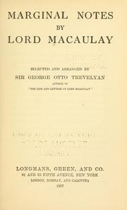 Cover of: Marginal notes by Lord Macaulay by George Otto Trevelyan