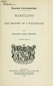 Cover of: Maryland, the history of a Palatinate.