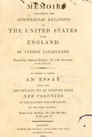 Cover of: Memoir concerning the commercial relations of the United States with England