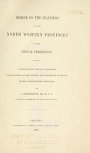 Cover of: Memoir on the statistics of the North Western provinces of the Bengal presidency.