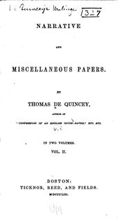Cover of: De Quincey's Writings