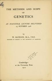 Cover of: methods and scope of genetics.