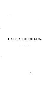 Cover of: Carta de Cristóbal Colón: Enviada de Lisboa Á Barcelona en marzo de 1493