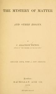 Cover of: mystery of matter, and other essays