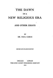 Cover of: The Dawn of a New Religious Era: And Other Essays