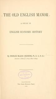 Cover of: The old English manor: a study in English economic history