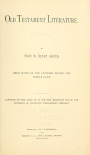 Old Testament literature by William Henry Green