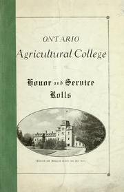 Cover of: Ontario Agricultural College honor and service rolls. by 