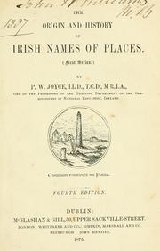 Cover of: origin and history of Irish names of places