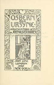 Cover of: Osbern and Ursyne.: A drama in three acts.
