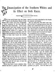 Cover of: The Emancipation of the Southern Whites and Its Effect on Both Races