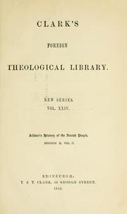 Cover of: A history of the Jewish people in the time of Jesus Christ.: 2d and rev. ed. of a "Manual of the history of the New Testament times."