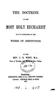Cover of: THE DOCTRINE OF THE MOST HOLY EUCHARIST