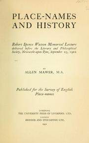 Cover of: Place-names and history.