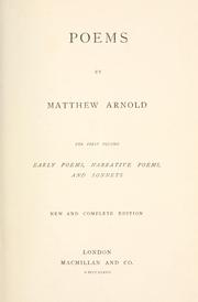 Cover of: Poems by Matthew Arnold