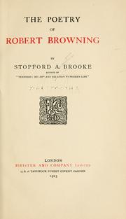 The poetry of Robert Browning by Brooke, Stopford Augustus