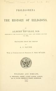 Cover of: Prolegomena of the history of religions