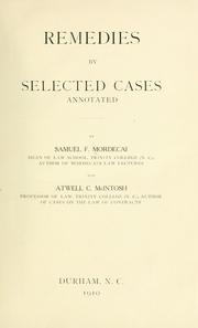 Cover of: Remedies by selected cases, annotated