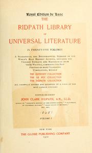 Cover of: The Ridpath library of universal literature.: A biographical and bibliographical summary of the world's most eminent authors