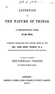 Cover of: On the Nature of Things: De Rerum Natura