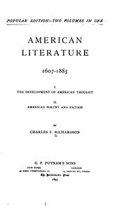 Cover of: American Literature, 1607-1885 ...
