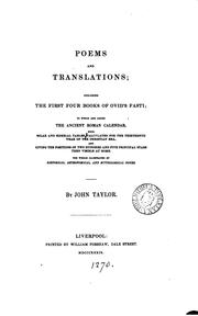Cover of: Poems and translations; including the first four books of Ovid's Fasti; to which are added the ...
