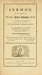 Cover of: A sermon on the decease of the Rev. Peter Thacher by Emerson, William