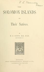 Cover of: The Solomon Islands and their natives by Guppy, H. B.