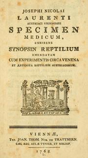 Cover of: Specimen medicum by Joseph Nicolas Laurenti