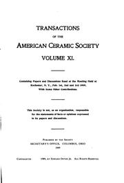 Cover of: Transactions of the American Ceramic Society Containing the Papers and ...