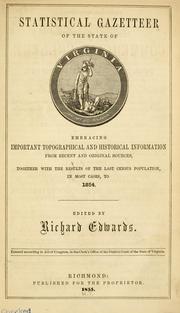 Cover of: Statistical gazetteer of the state of Virginia by Richard Edwards