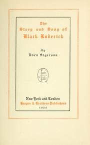 Cover of: The story and song of Black Roderick