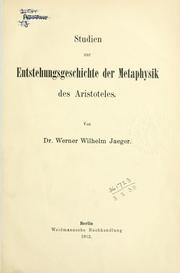 Cover of: Studien zur entstehungsgeschichte der Metaphysik des Aristoteles.