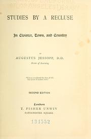 Cover of: Studies by a recluse, in cloister, town, and country