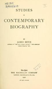 Cover of: Studies in contemporary biography.