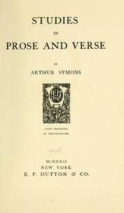 Cover of: Studies in prose and verse