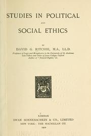 Cover of: Studies in political and social ethics