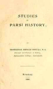 Cover of: Studies in Parsi history
