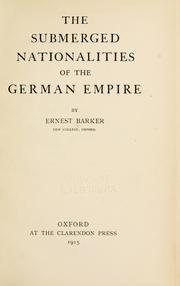 Cover of: submerged nationalities of the German empire