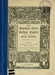 Cover of: The Sunday next before Easter, commonly called Palm Sunday.