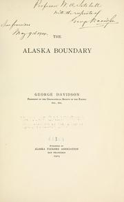 Cover of: The Alaska boundary by Davidson, George