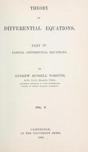 Cover of: Theory of differential equations.