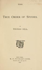 Cover of: true order of studies.
