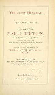 Cover of: The Upton memorial by John Adams Vinton