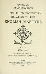 Cover of: Unpublished documents relating to the English martyrs