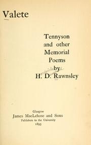 Cover of: Valete: Tennyson and other memorial poems