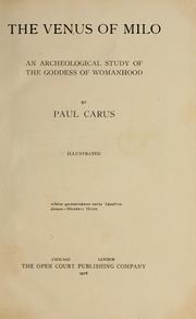Cover of: The Venus of Milo by Paul Carus