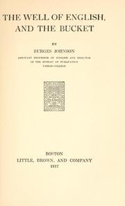 Cover of: The well of English and the bucket