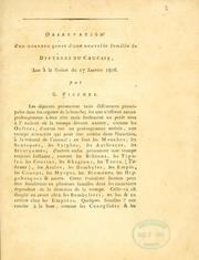 Cover of: Observation d'un nouveau genre d'une nouvelle famille de Dipteres du Caucase: lue à la séance du 17 Janvier 1806