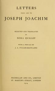 Cover of: Letters from and to Joseph Joachim.